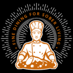 Sober Feast Chef Logo Smiling Holding Food